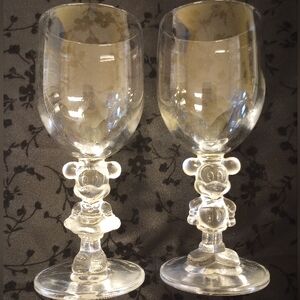 Disney Mickey & Minnie Wine Glass Set with Character Stems